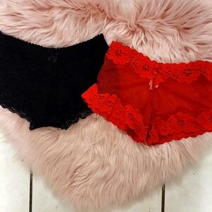 Y2K FIND!! Brand NWOT 2CT BUNDLE RAMPAGE FLORAL LACE & MESH BOYSHORTS-S